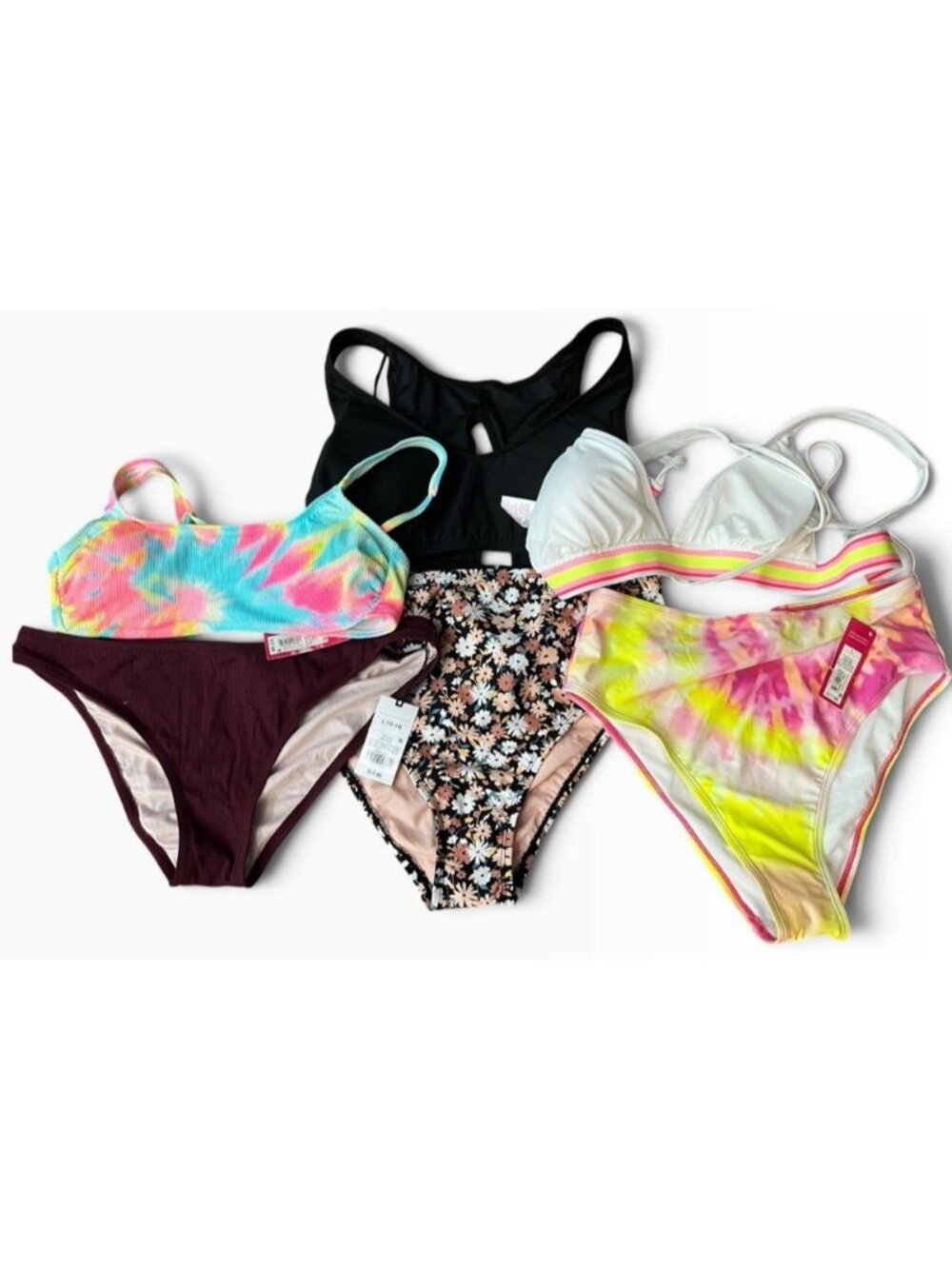 Womens Large 12 - 14 Swimsuit Swim Tops and Bottoms Lot of 6 Bathing Suit NWT